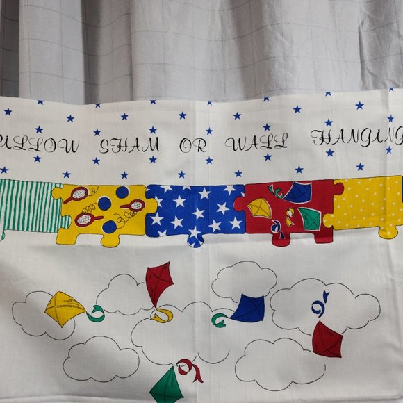 Kids Playing Sports Wall Hanging /Pillow Sham Fabric Craft Panels/5 TOTAL VTG!! - Picture 2 of 16